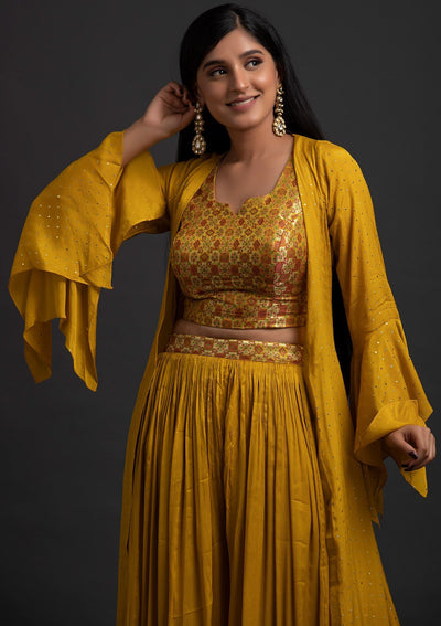 Mustard Zariwork Brocade Designer Salwar Suit - koskii