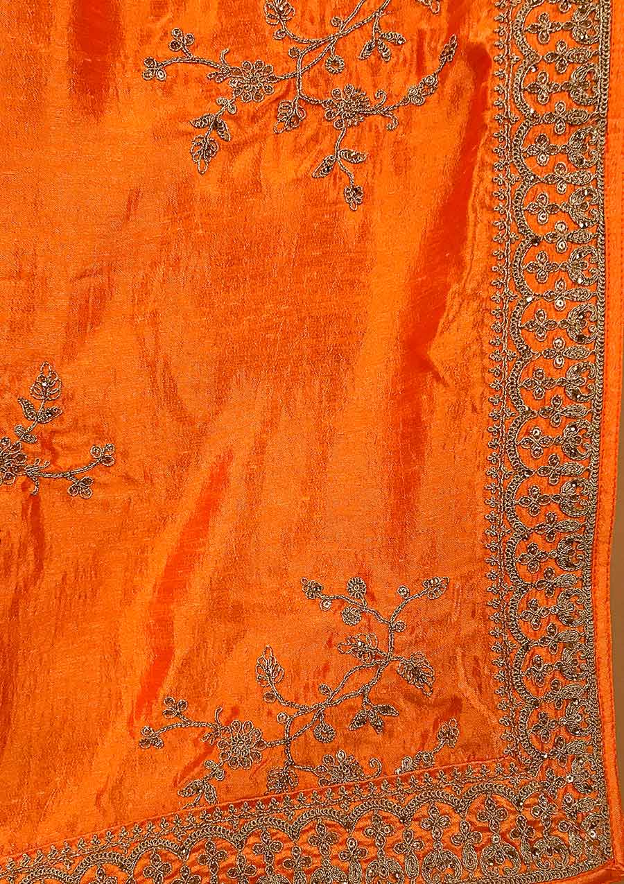 Mustard Zariwork Raw Silk Designer Gown - koskii