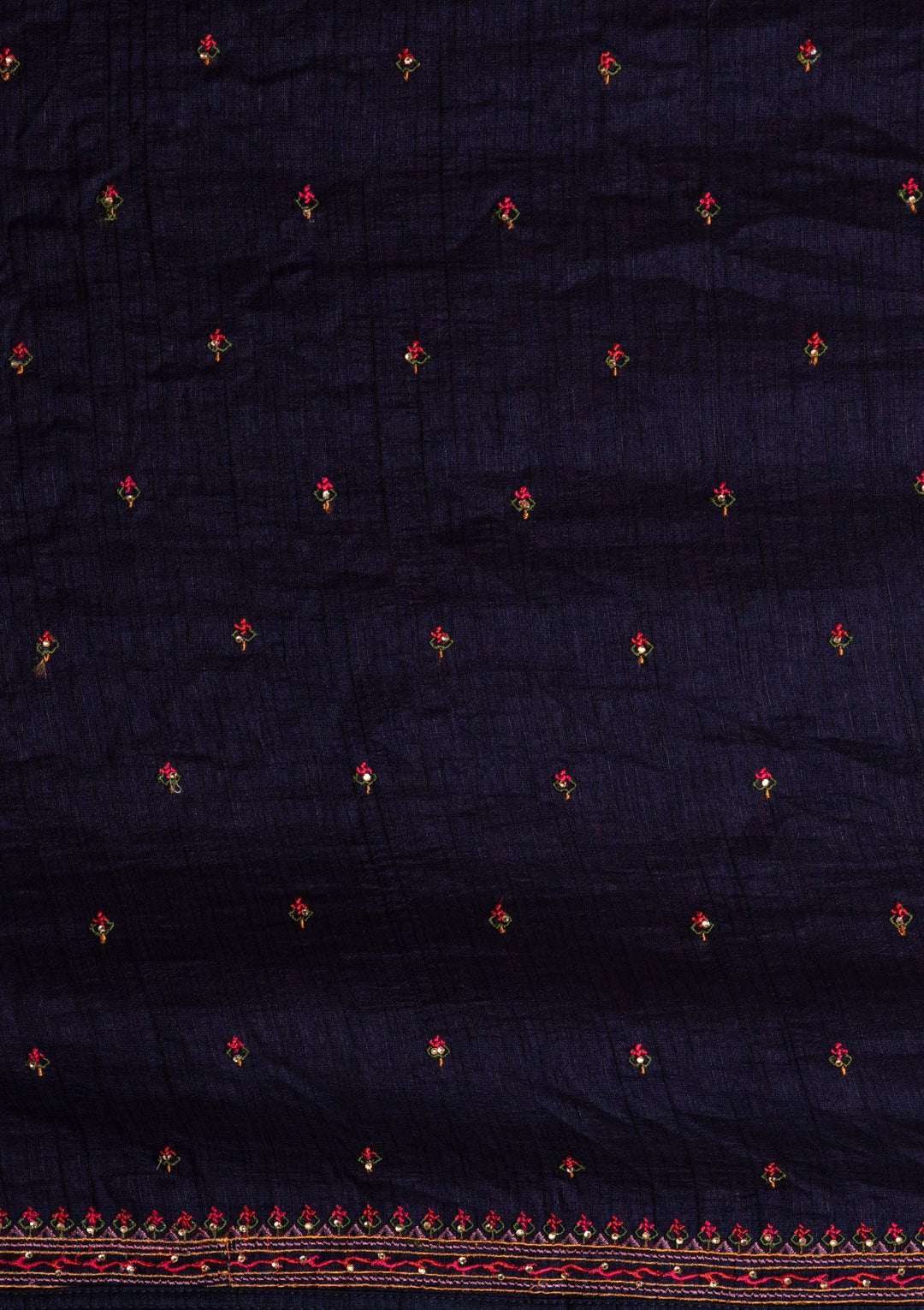 Navy Blue Threadwork Raw Silk Designer Gown - koskii