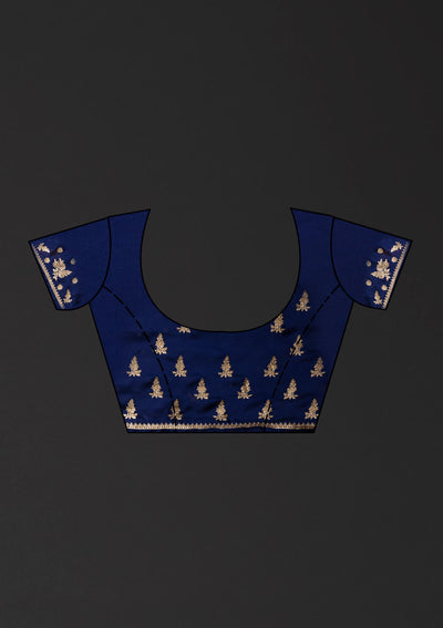 Navy Blue Zariwork Art Silk Designer Saree - koskii