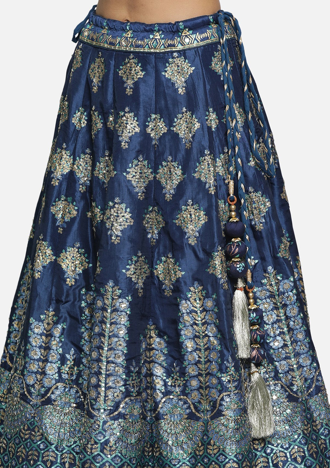Navy Blue Sequins Art Silk Designer lehenga - koskii