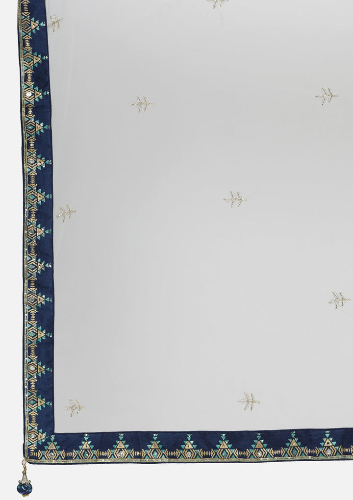Navy Blue Sequins Art Silk Designer lehenga - koskii
