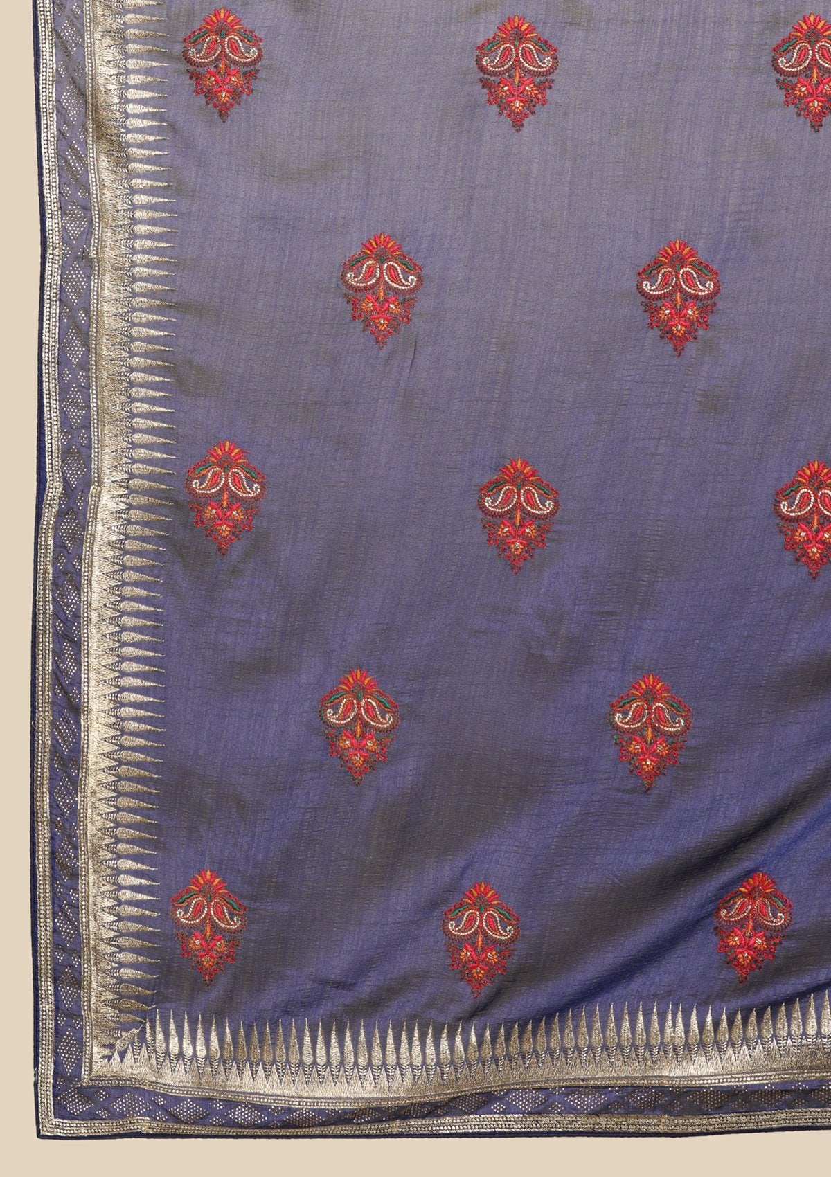 Navy Blue Zariwork  Art Silk Designer Saree - koskii