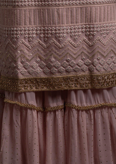 Onion Pink Sequins Georgette Designer Salwar Suit - koskii
