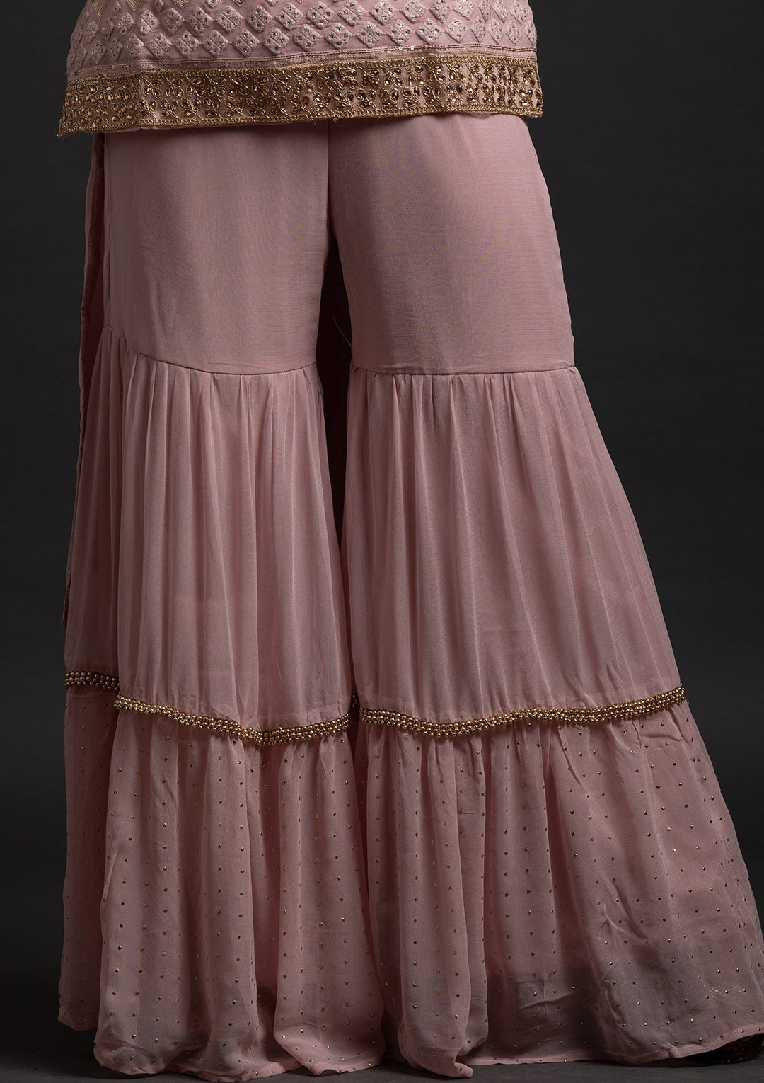 Onion Pink Sequins Georgette Designer Salwar Suit - koskii