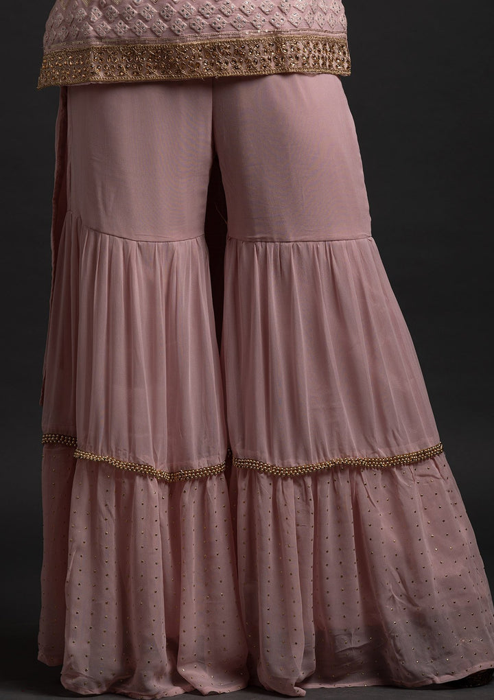 Onion Pink Sequins Georgette Designer Salwar Suit - koskii