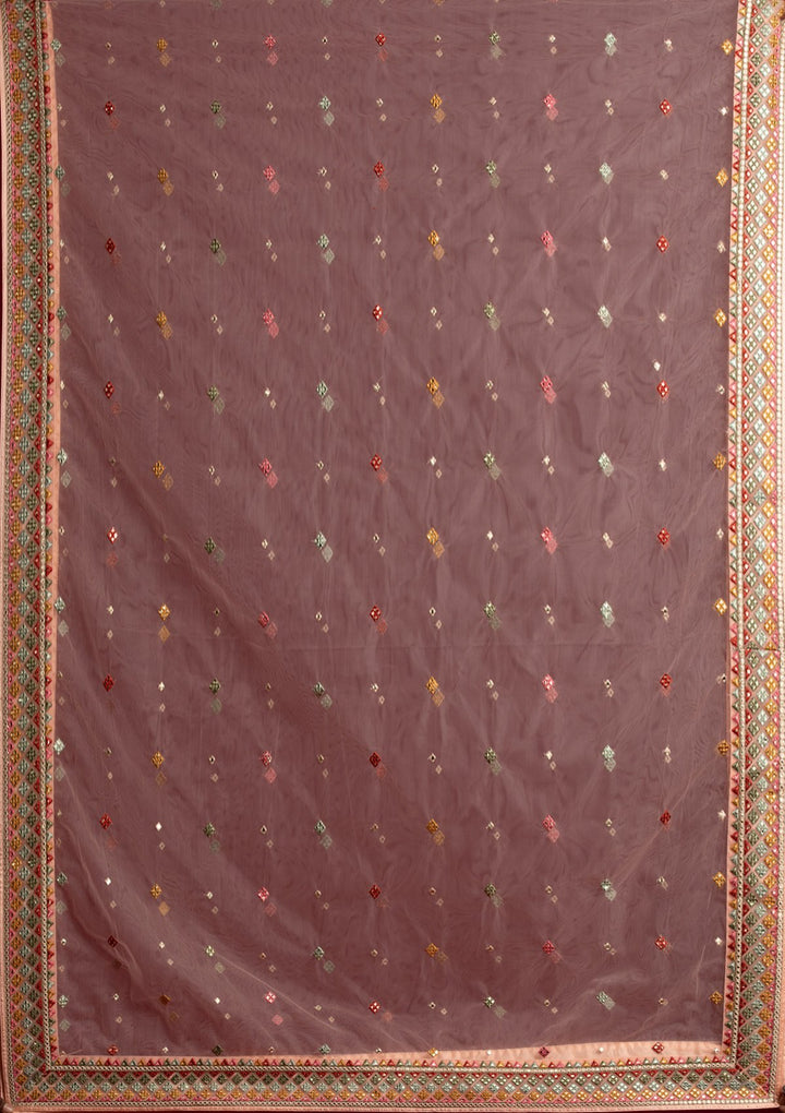 Peach Gotapatti Net Designer Lehenga - koskii