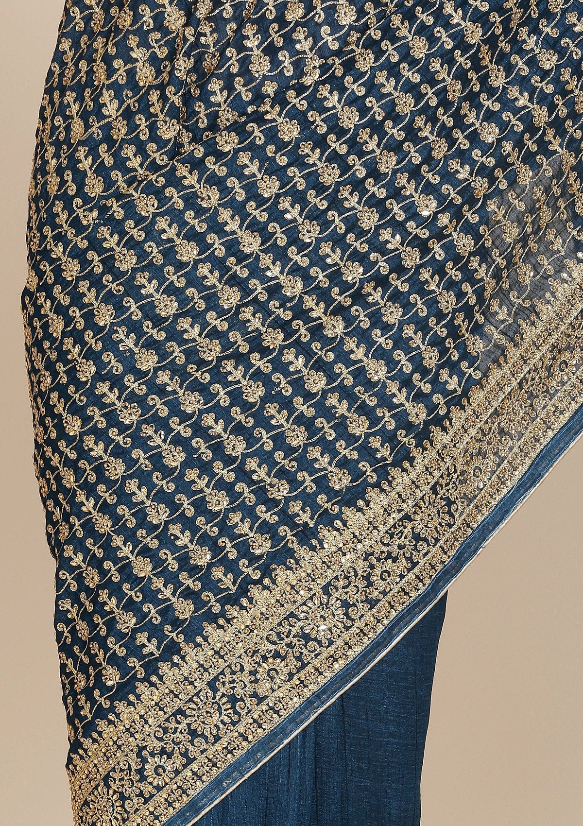 Peacock Blue Stonework Art Silk Designer Saree - koskii