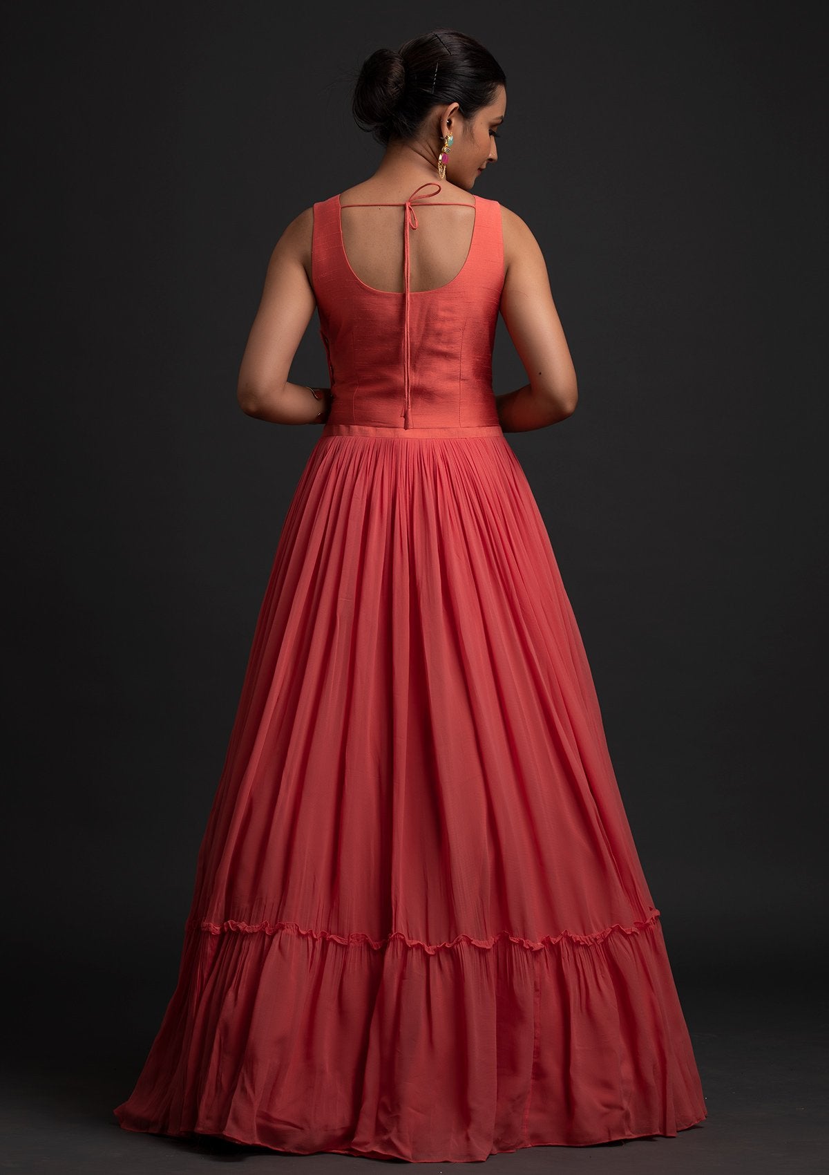 Pink Sequins Georgette Designer Gown - koskii