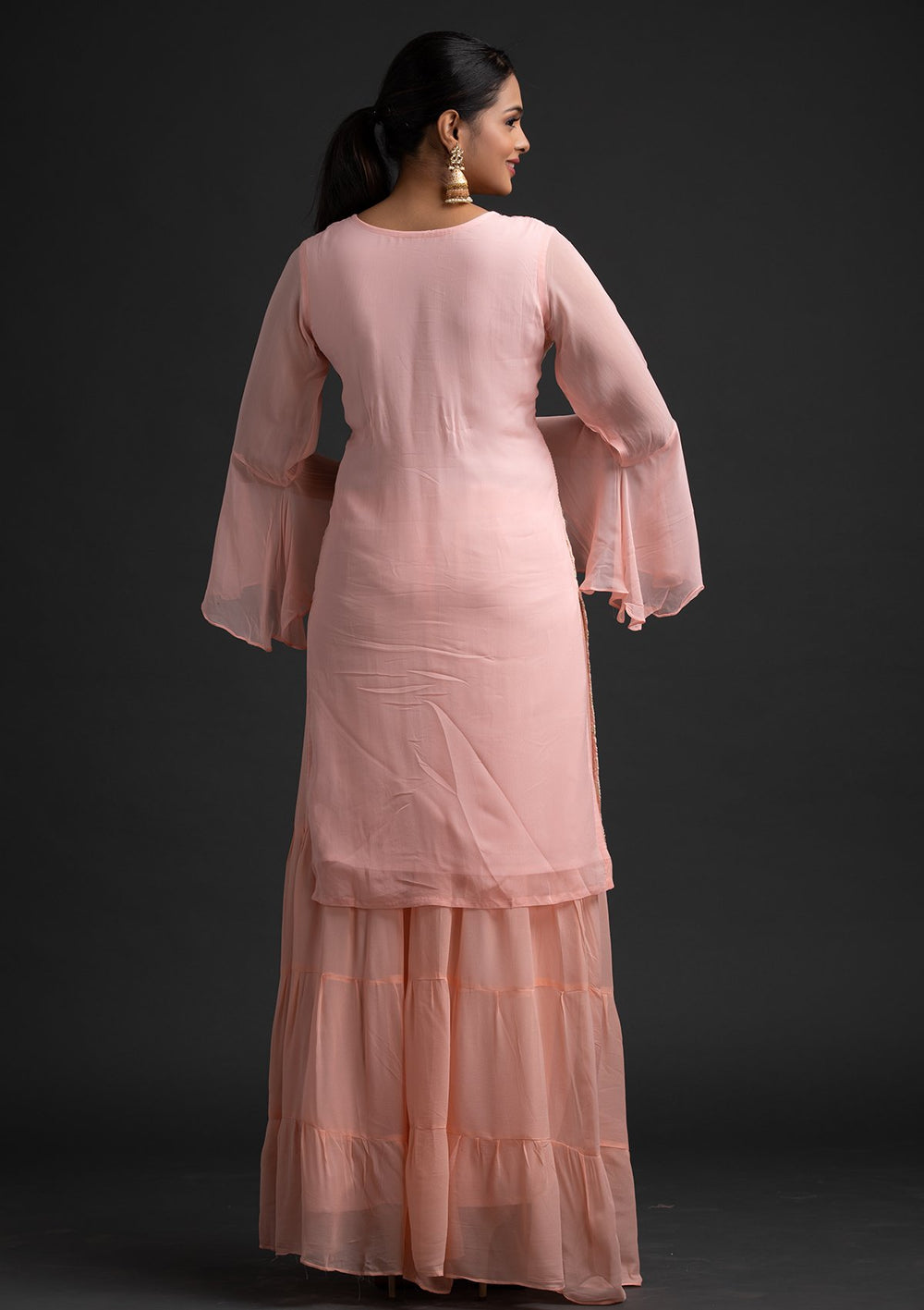 Pink Sequins Georgette Designer Salwar Suit - koskii