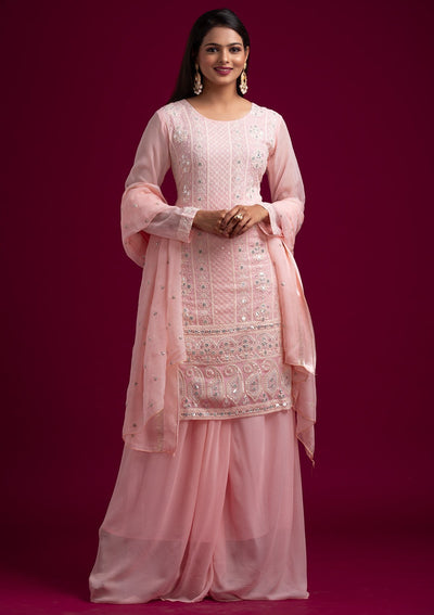 Pink Chikankari Georgette Designer Salwar Suit - koskii