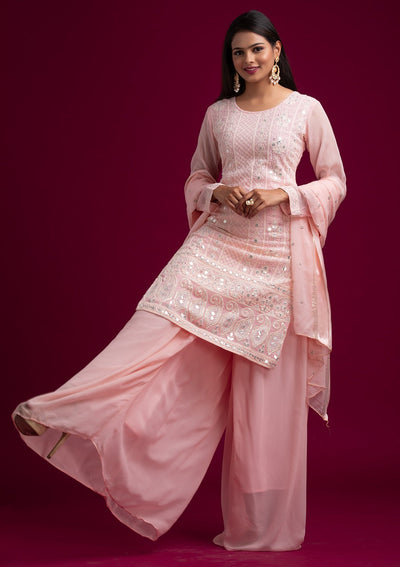 Pink Chikankari Georgette Designer Salwar Suit - koskii