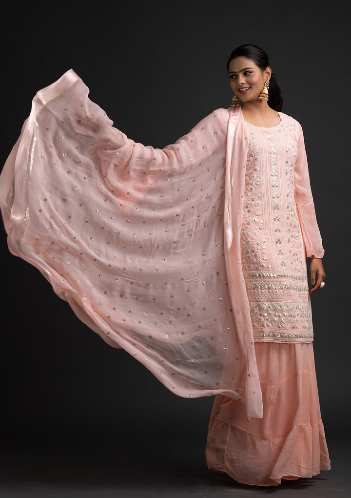 Pink Sequins Georgette Designer Salwar Suit - koskii