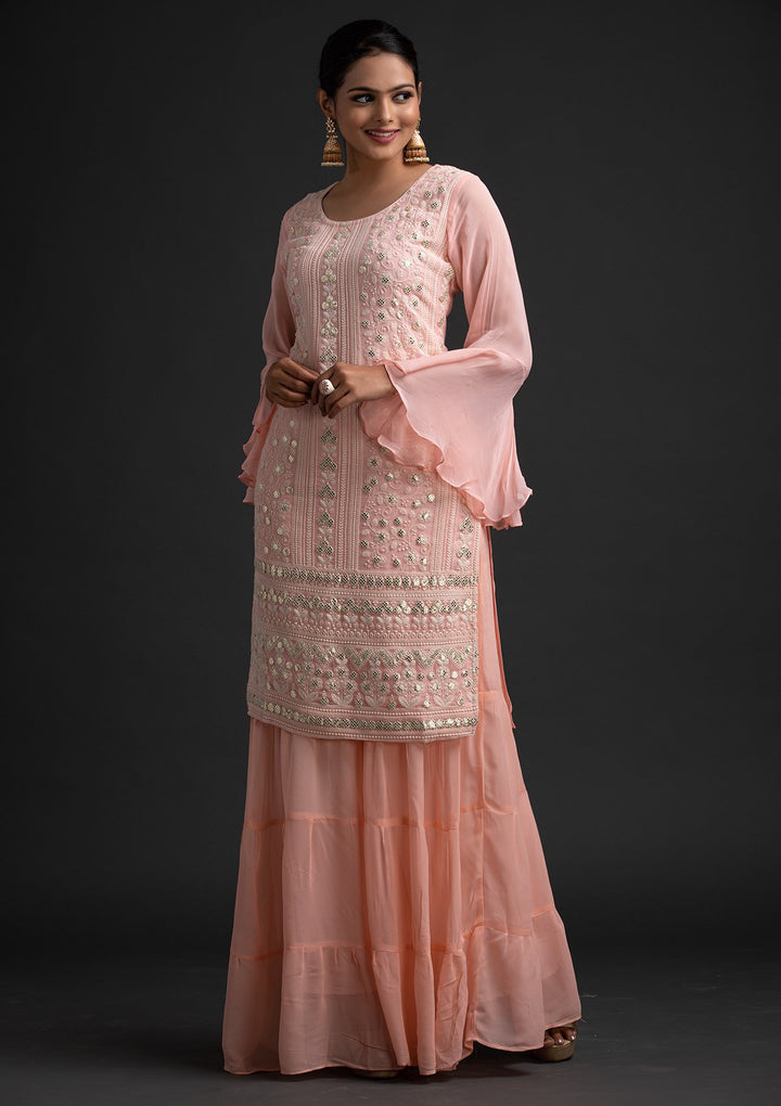 Pink Sequins Georgette Designer Salwar Suit - koskii