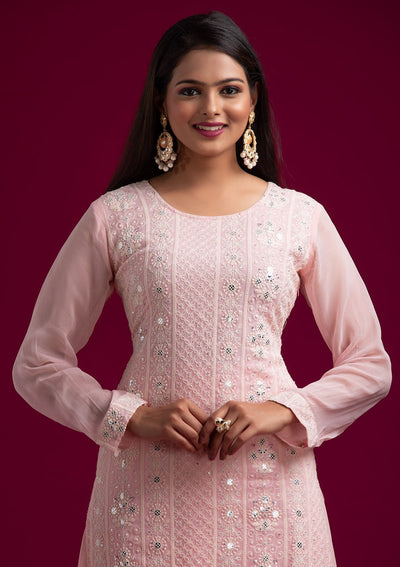 Pink Chikankari Georgette Designer Salwar Suit - koskii