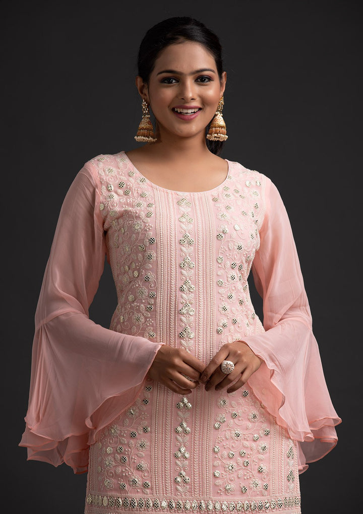 Pink Sequins Georgette Designer Salwar Suit - koskii