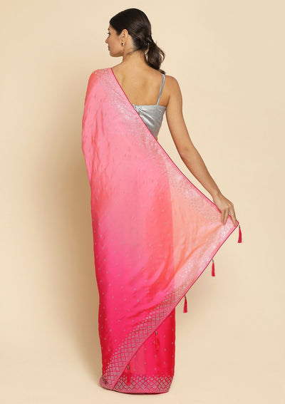 Pink Swarovski Satin Designer Saree - koskii
