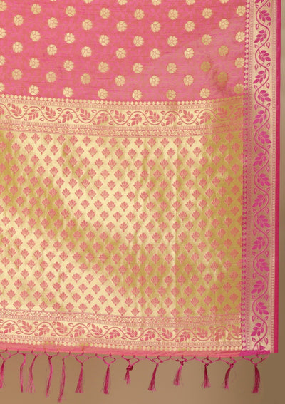 Pink Zariwork Art Silk Designer Saree - koskii