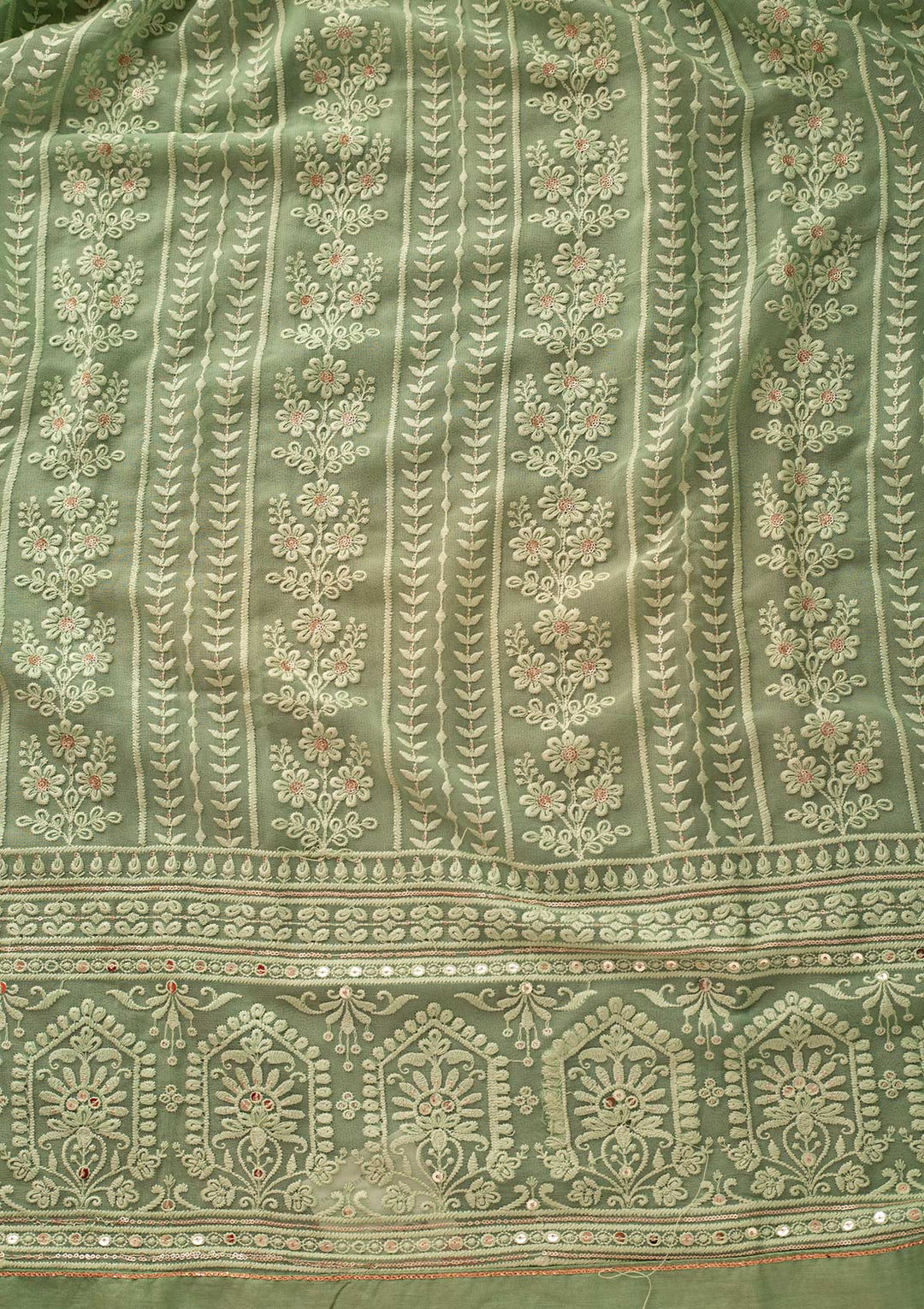 Pista Green Chikankari Georgette Designer Unstitched Salwar Suit - koskii
