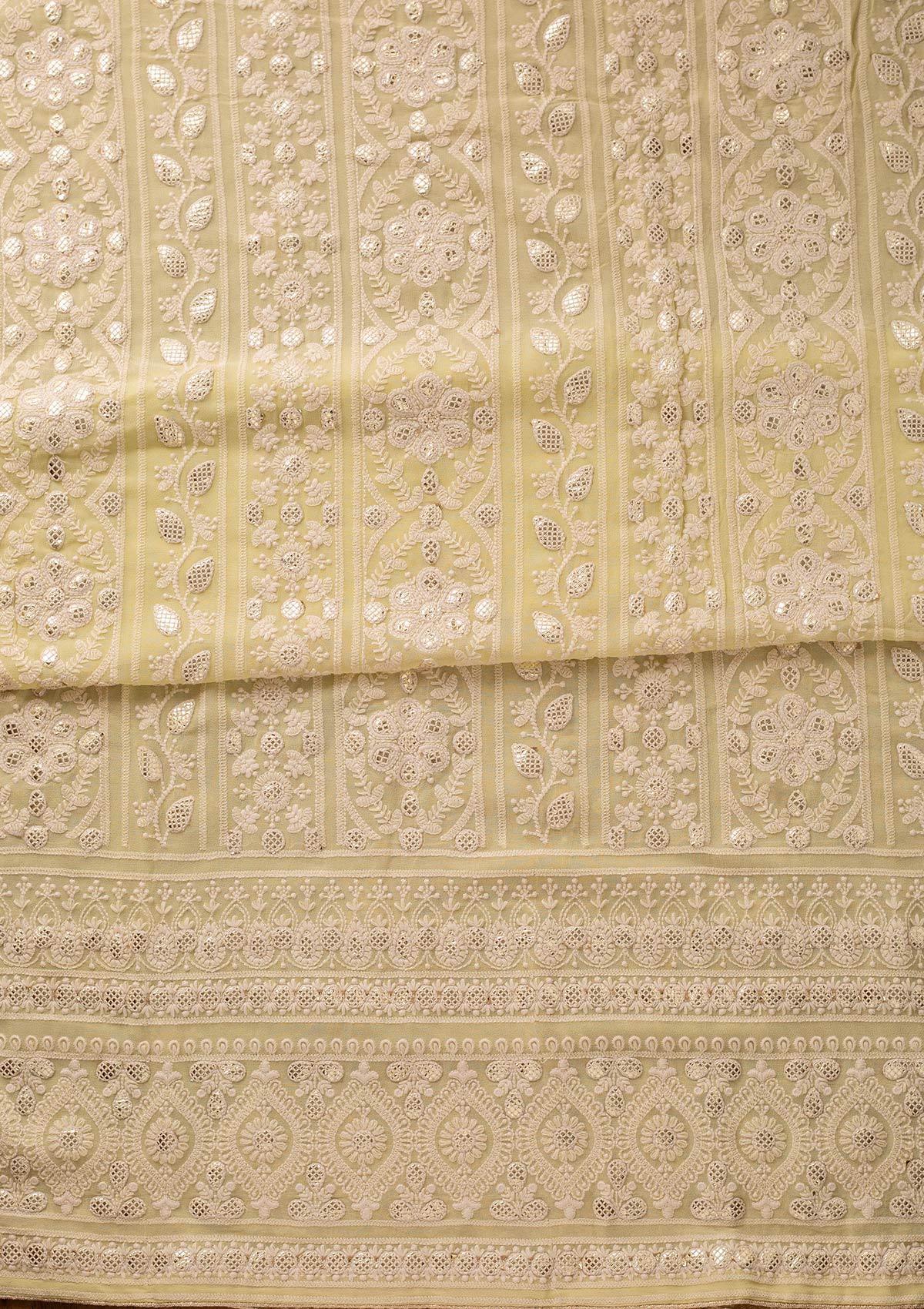 Pista Green Chikankari Georgette Designer Unstitched Salwar Suit - koskii
