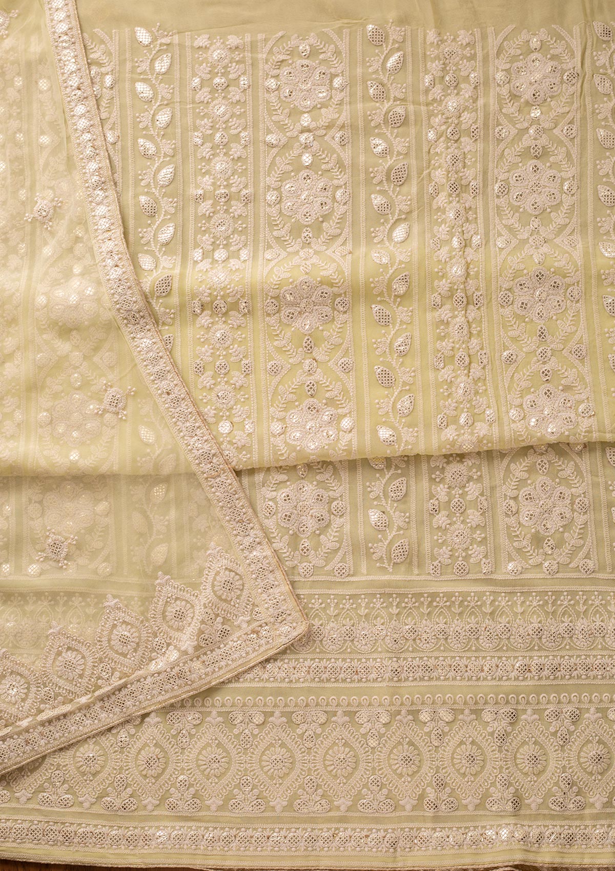 Pista Green Chikankari Georgette Designer Unstitched Salwar Suit - koskii
