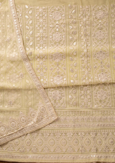 Pista Green Chikankari Georgette Designer Unstitched Salwar Suit - koskii
