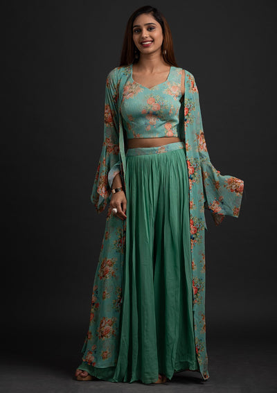Pista Green Sequins Georgette Designer Salwar Suit - koskii