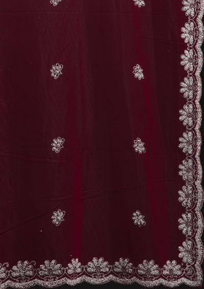 Rani Pink Glitter Net Designer Lehenga - koskii