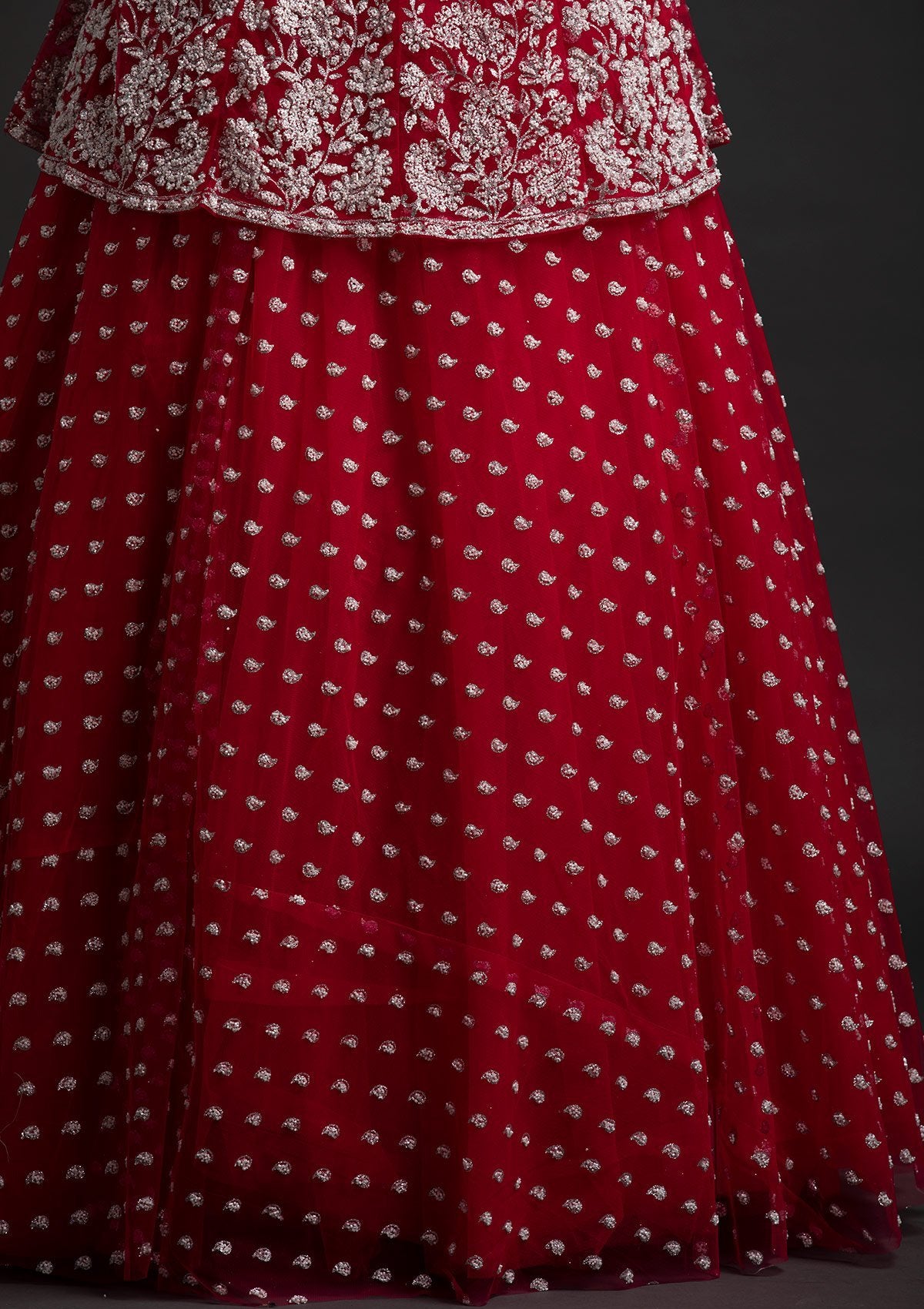 Rani Pink Glitter Net Designer Lehenga - koskii