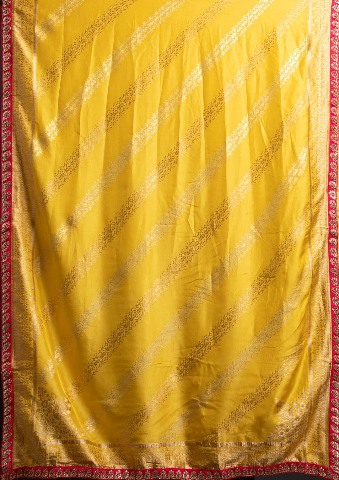 Rani Pink Gotapatti Banarasi Designer Semi-Stitched Lehenga - koskii