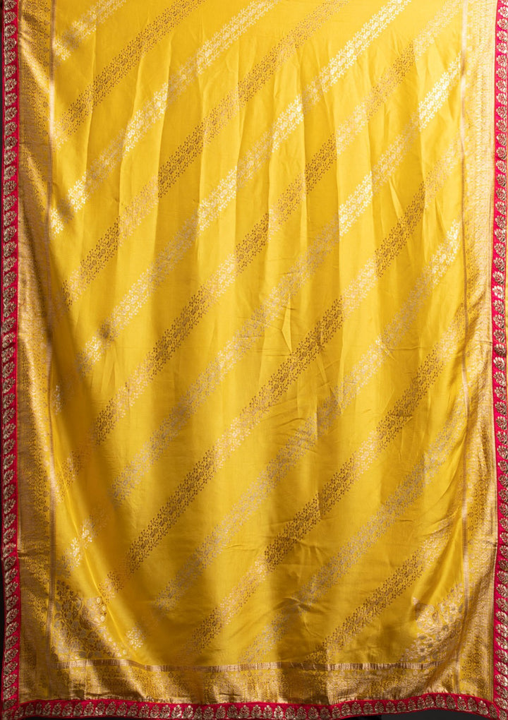 Rani Pink Gotapatti Banarasi Designer Semi-Stitched Lehenga - koskii