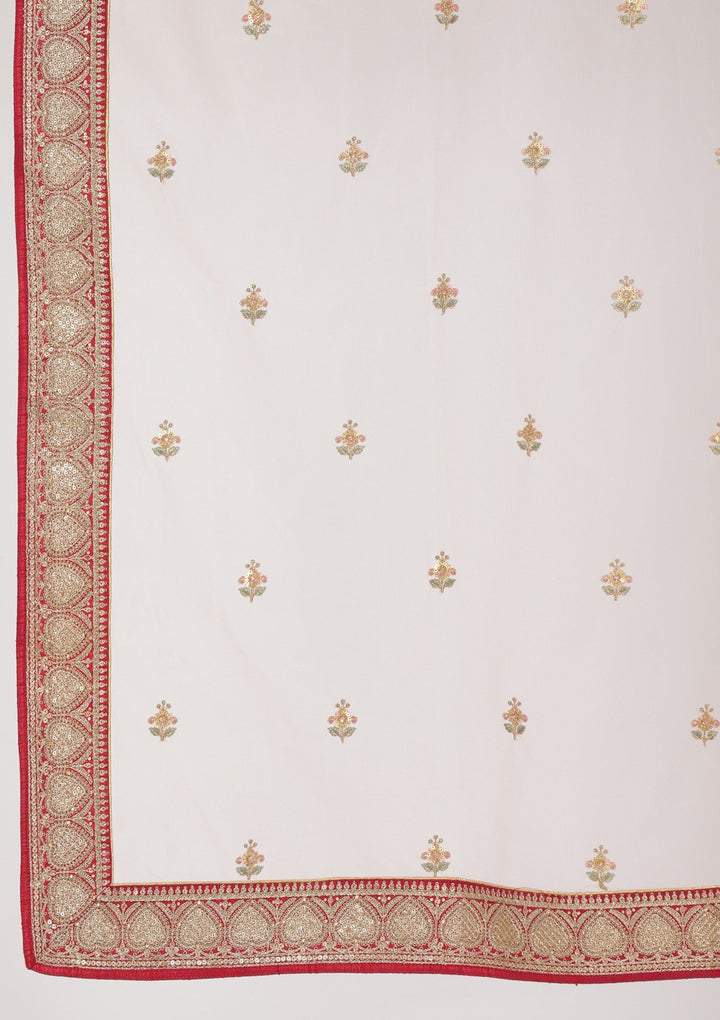 Rani Pink Sequins Raw Silk Designer Semi-Stitched Lehenga - koskii