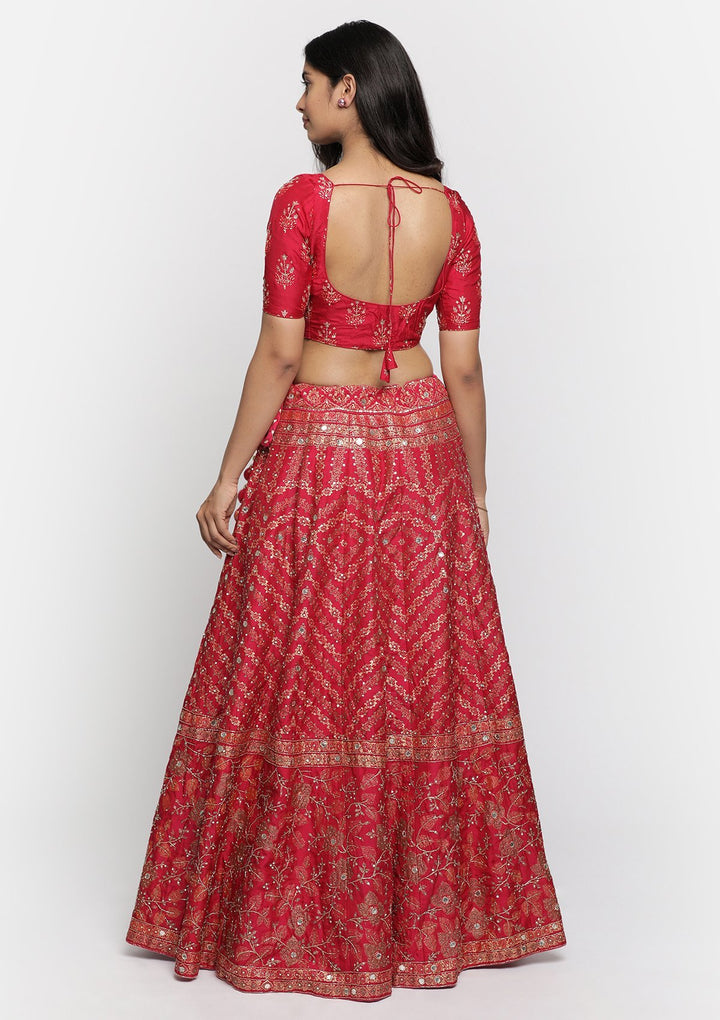 Rani Pink Cutdana Art Silk Designer lehenga - koskii