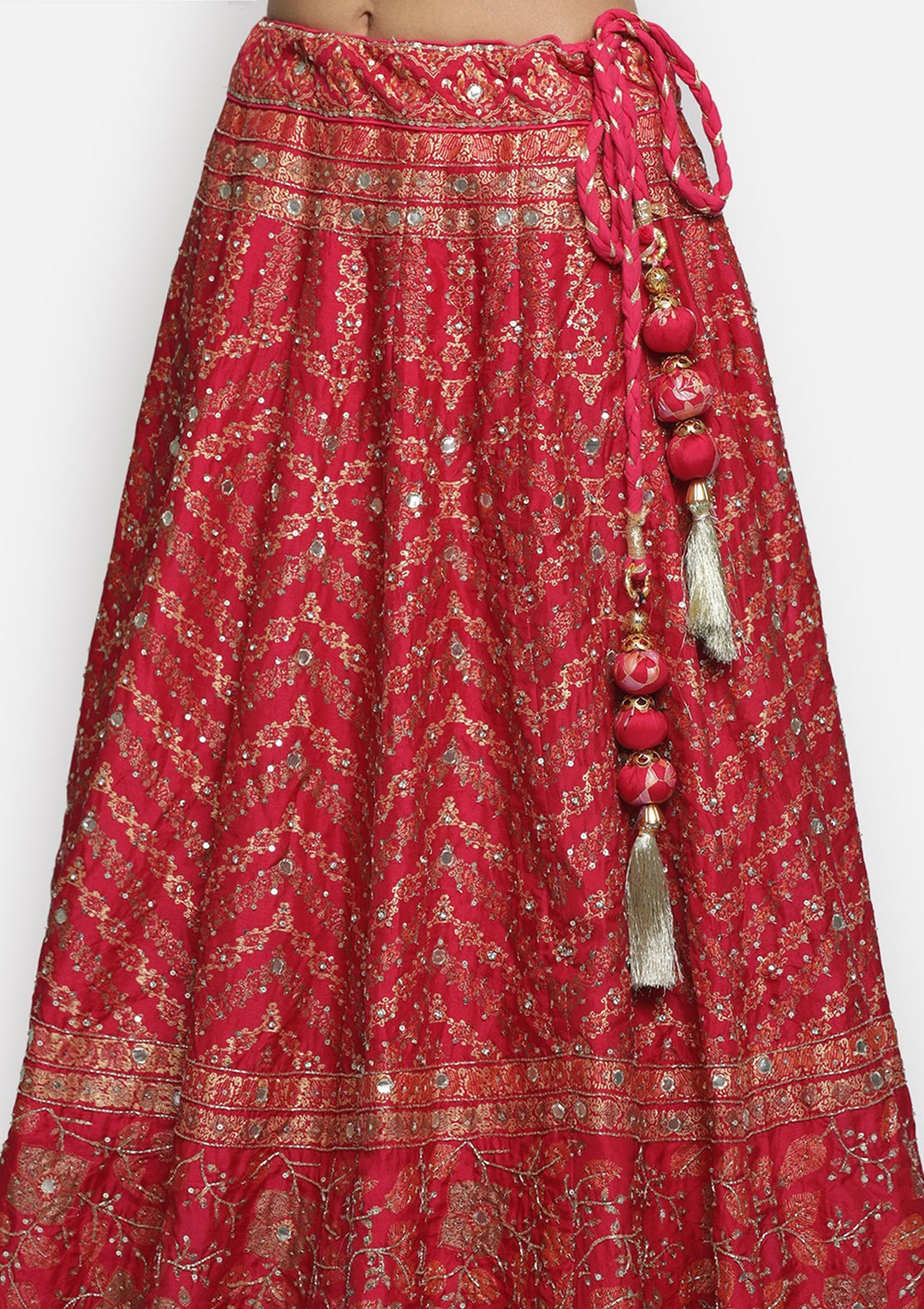 Rani Pink Cutdana Art Silk Designer lehenga - koskii