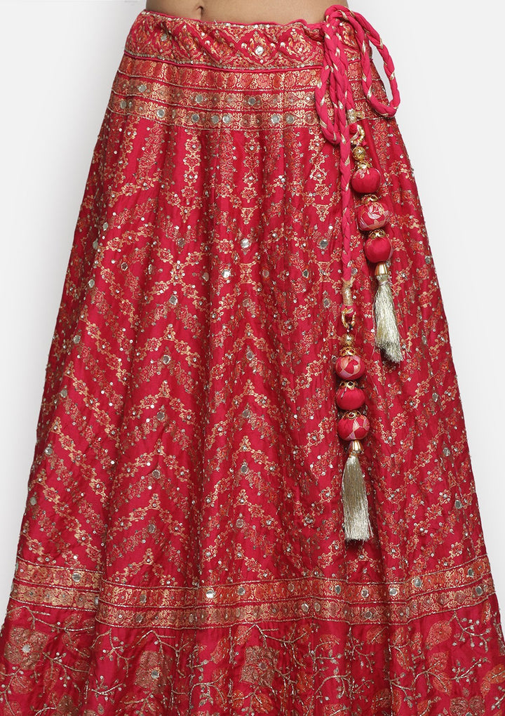 Rani Pink Cutdana Art Silk Designer lehenga - koskii