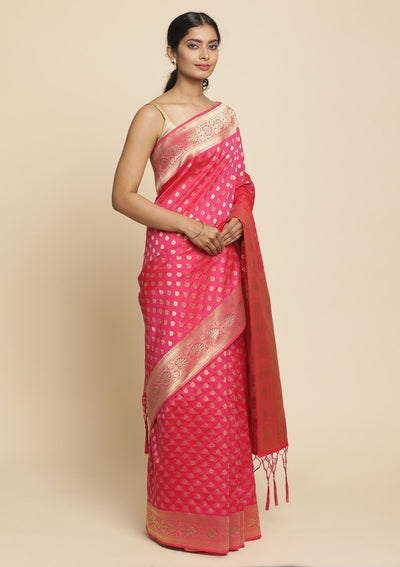 Rani Pink Swarovski  Brocade Designer Saree - koskii