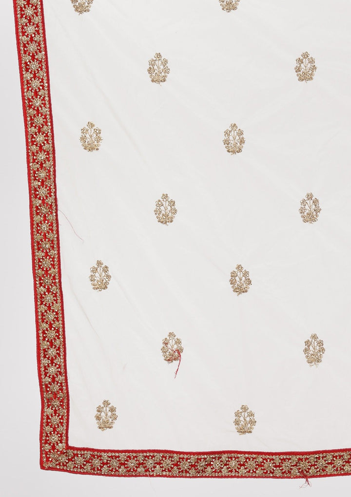 Red Stonework Velvet Designer Semi-Stitched Lehenga - koskii