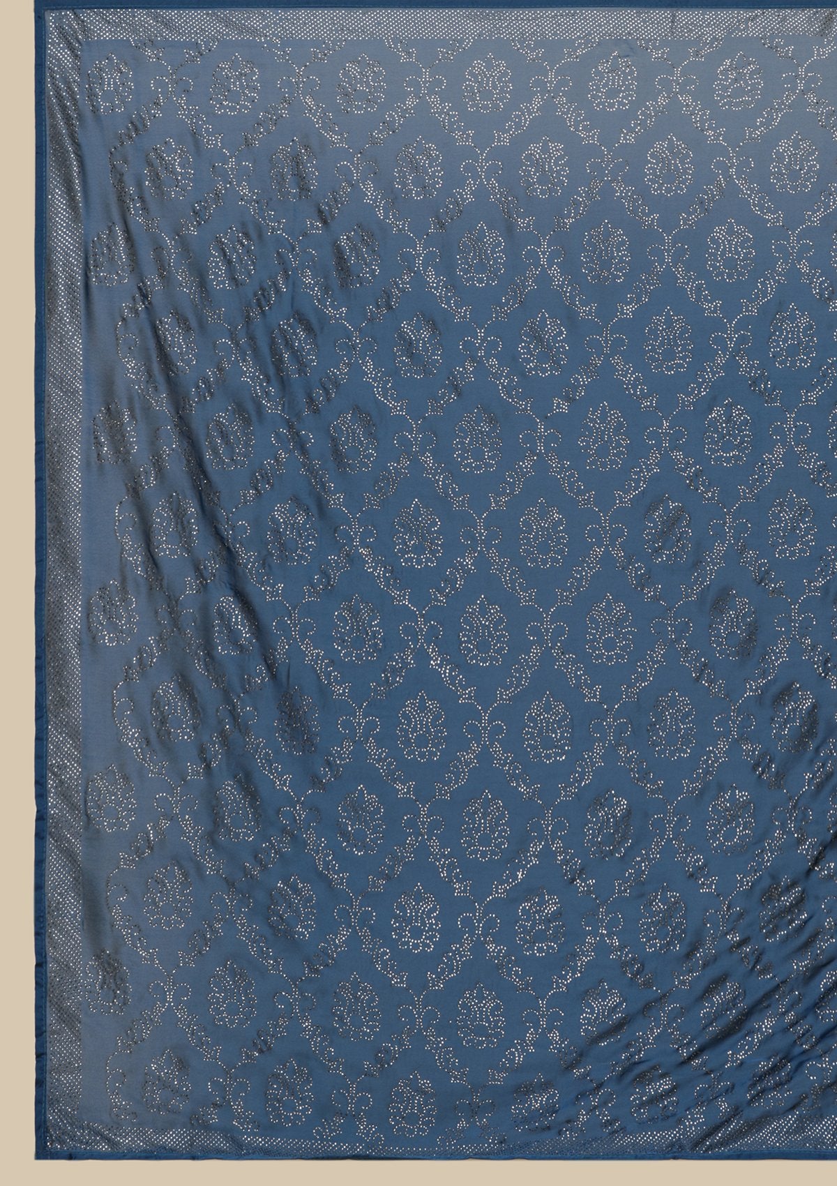 Royal Blue Swarovski  Satin Designer Saree - koskii