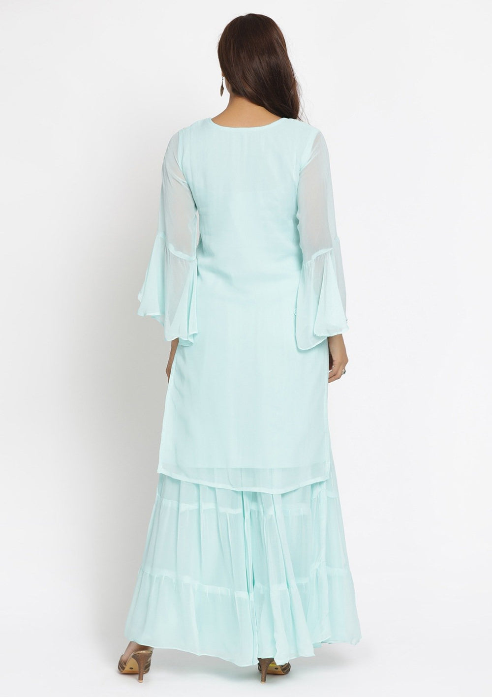 Sea Green Sequins Georgette Designer Salwar Suit - koskii