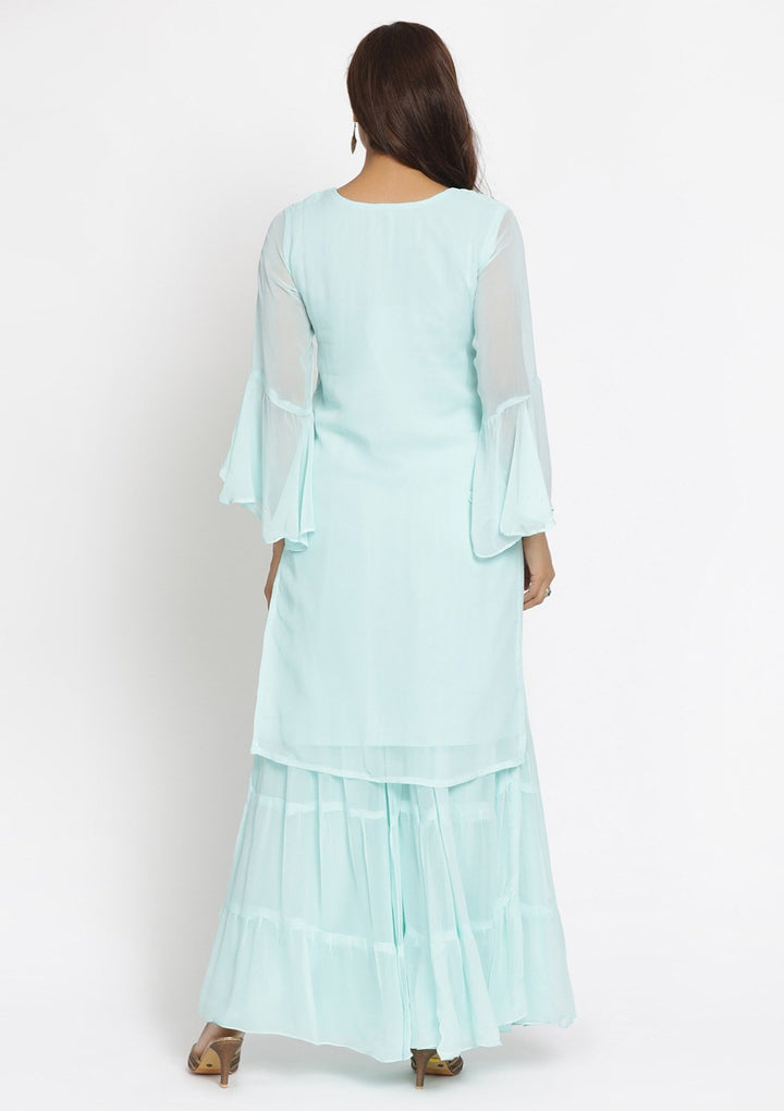 Sea Green Sequins Georgette Designer Salwar Suit - koskii
