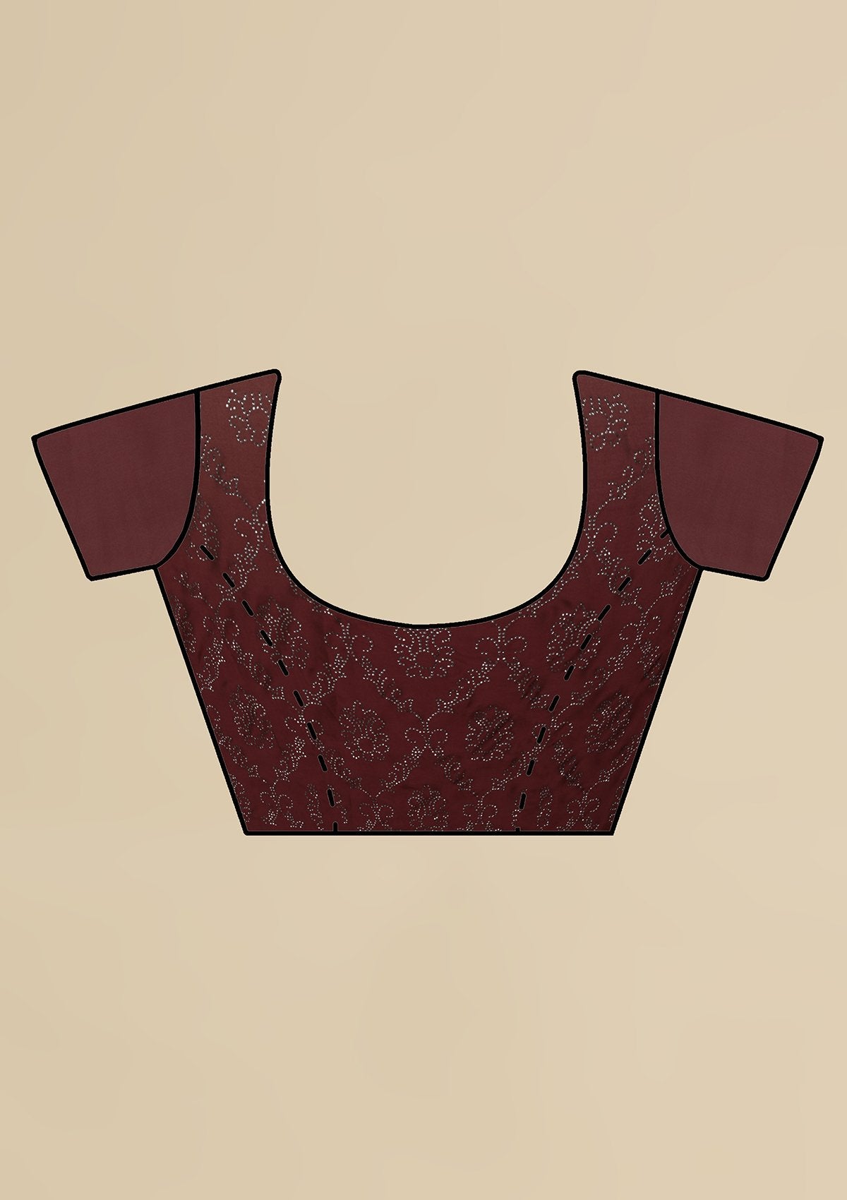 Wine Swarovski  Satin Designer Saree - koskii