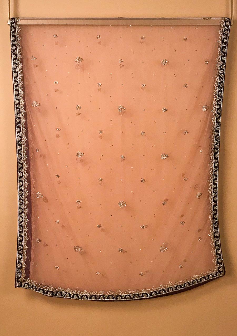 Wine Zardosi Velvet Designer Semi-Stitched Lehenga - koskii