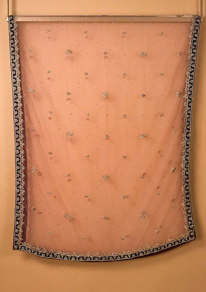 Wine Zardosi Velvet Designer Semi-Stitched Lehenga - koskii