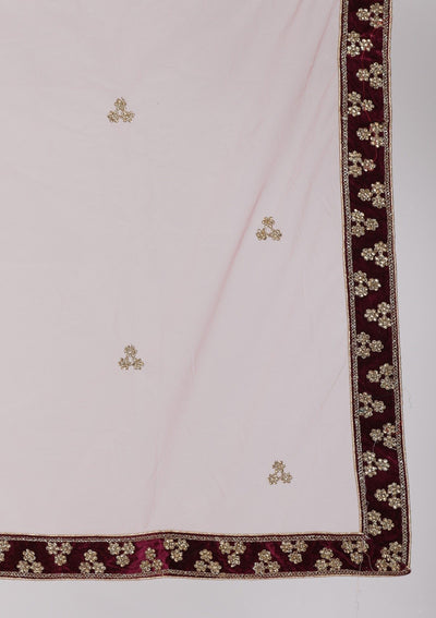Wine Zariwork Velvet Designer Semi-Stitched Lehenga - koskii