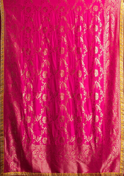 Yellow Gotapatti Banarasi Designer Semi-Stitched Lehenga - koskii