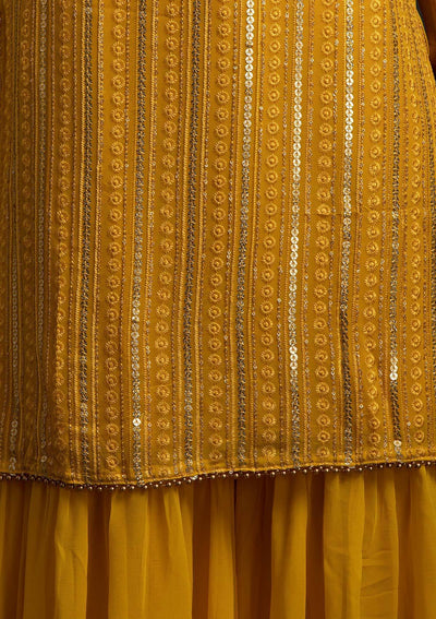 Yellow Sequins Georgette Designer Salwar Suit - koskii