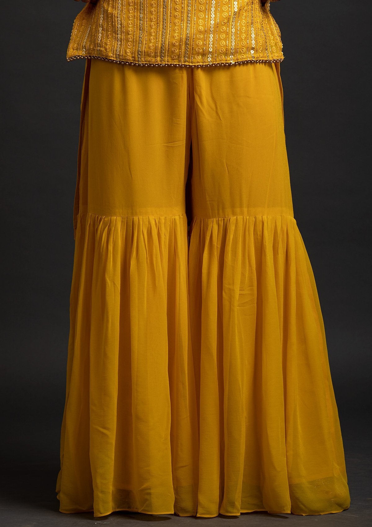 Yellow Sequins Georgette Designer Salwar Suit - koskii