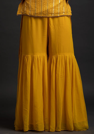 Yellow Sequins Georgette Designer Salwar Suit - koskii
