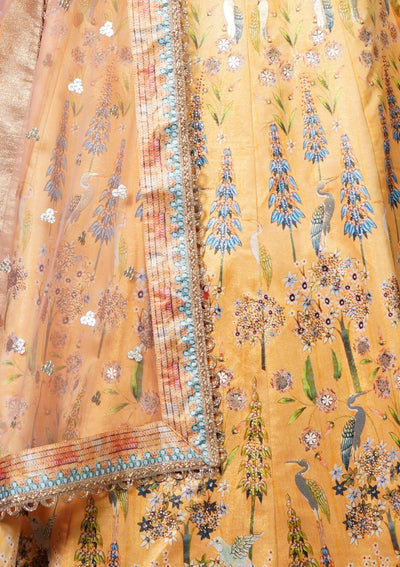 Yellow Swarovski Shimmer Designer Lehenga - koskii