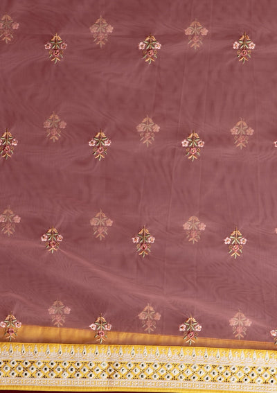 Yellow Threadwork Raw Silk Designer Lehenga - koskii